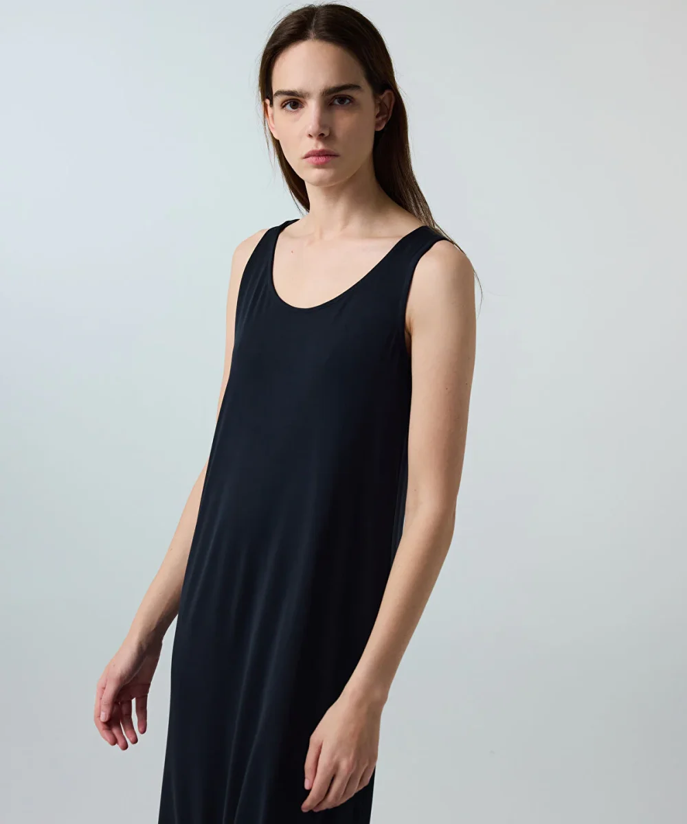 Scarf-Detailed Cupro Dress - Image 3