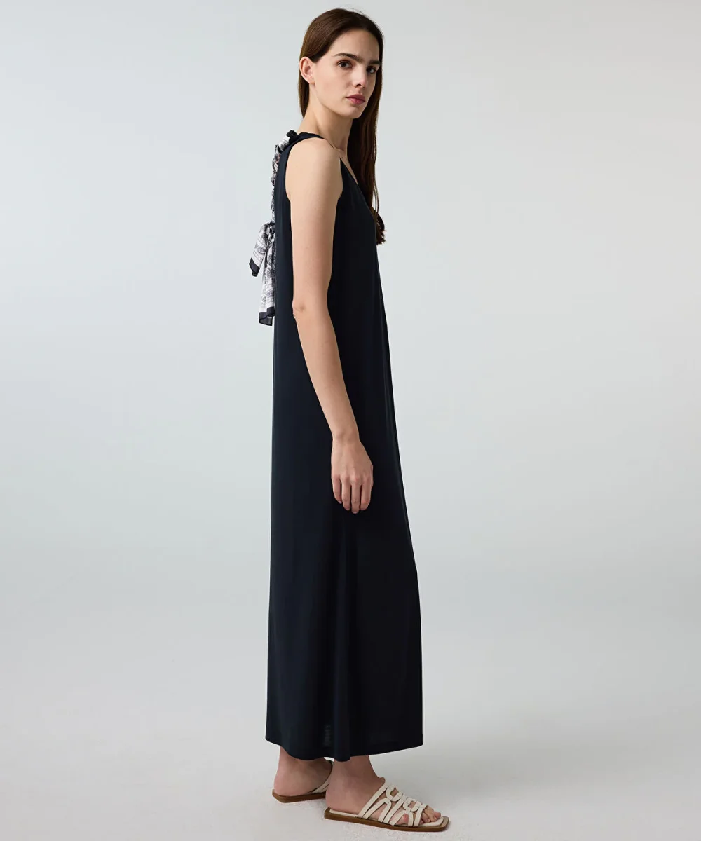 Scarf-Detailed Cupro Dress - Image 4