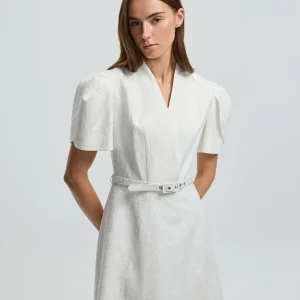 V-Neck Jacquard Dress
