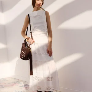 Lace-Trimmed Maxi Skirt