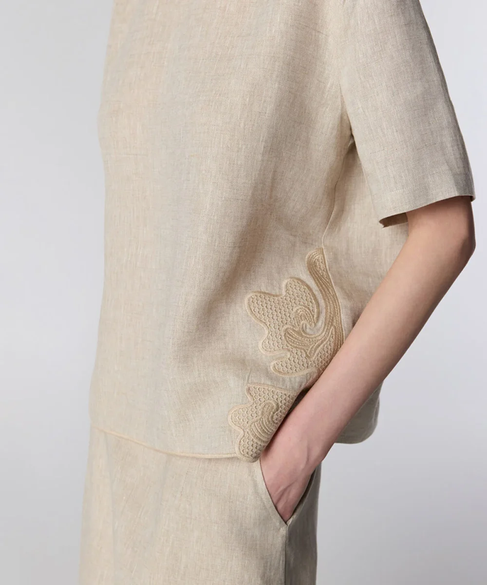 Embroidered Linen Blouse - Image 6