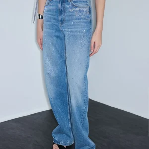 Rhinestone Wide-Leg Jeans