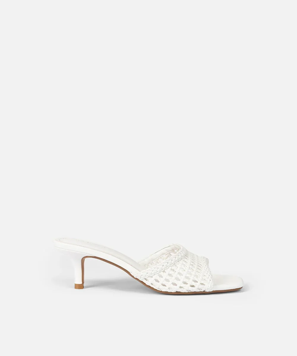 Woven Effect Kitten Heel Slides - Image 2